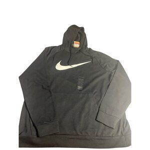 Nike Mens L Dri-Fit  Black Pullover Hoodie  Oversized Swoosh Logo sweatshirt